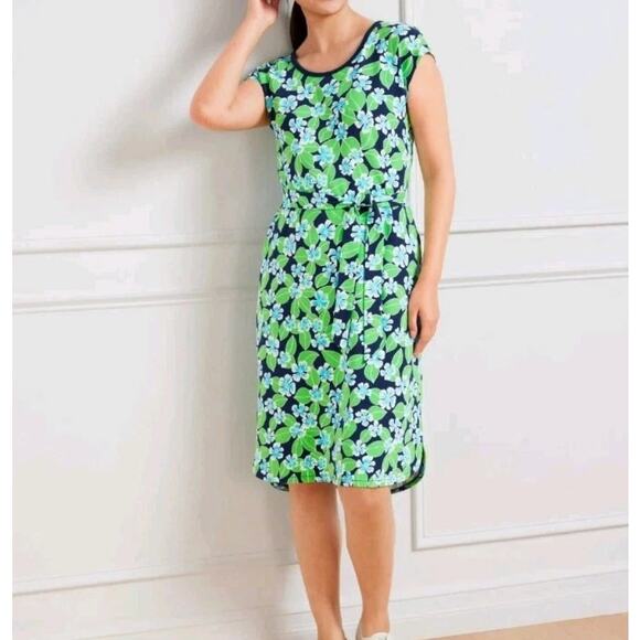 T by Talbots Womens 3X Plus Floral Dress UPF 50+‎ Coastal Resort Travel Stretch - Picture 2 of 10